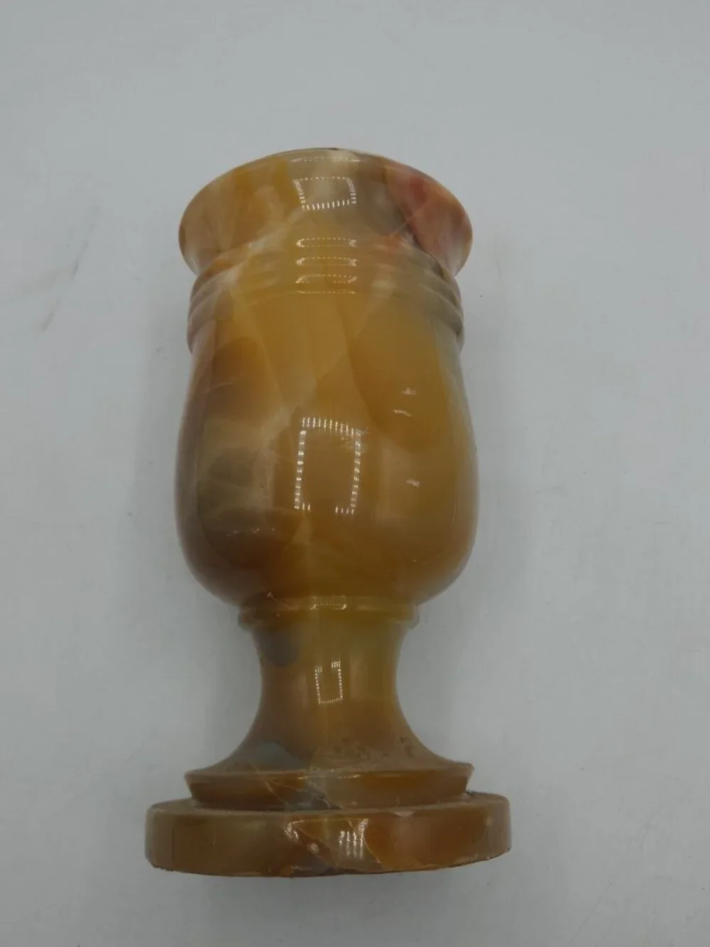 Vintage Cream and Brown Stone Marble Onyx Planter Decorative - 8